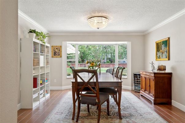 Chandelier, Dining room, Interior, Wood Texture Flooring