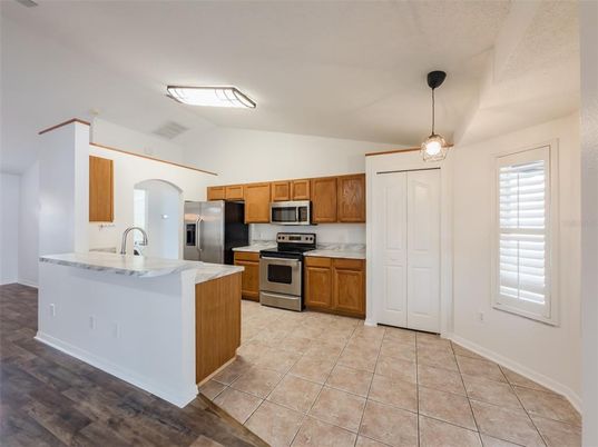 Interior, Kitchen, Pendant Lights, Stainless Steel Appliances