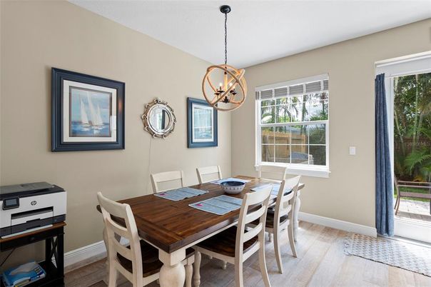 Chandelier, Dining room, Interior, Pendant Lights, Wood Texture Flooring
