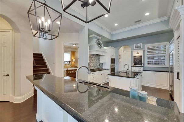 Interior, Kitchen, Pendant Lights, Recessed Lighting, Wood Texture Flooring