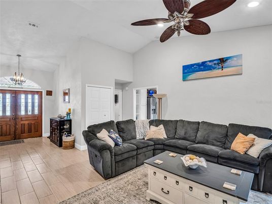 Chandelier, Interior, Living room, Pendant Lights, Recessed Lighting, Wood Texture Flooring