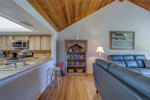Interior, Kitchen, Living room, Wooden Ceilings, Wood Texture Flooring