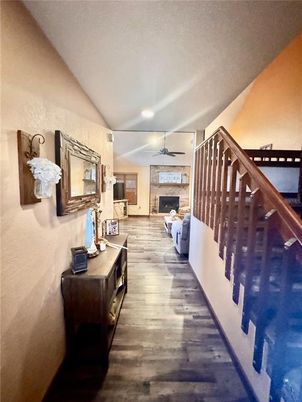 Fireplace, Interior, Recessed Lighting, Wood Texture Flooring
