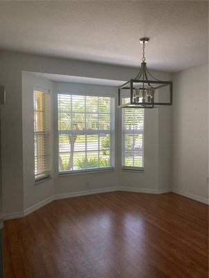 Empty room, Interior, Pendant Lights, Wood Texture Flooring