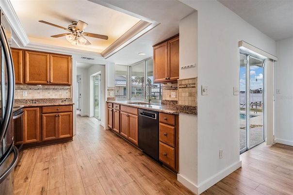 Interior, Kitchen, Recessed Lighting, Wood Texture Flooring
