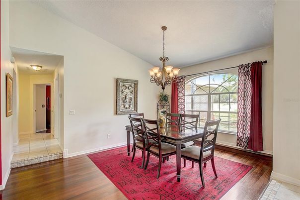 Chandelier, Dining room, Interior, Wood Texture Flooring