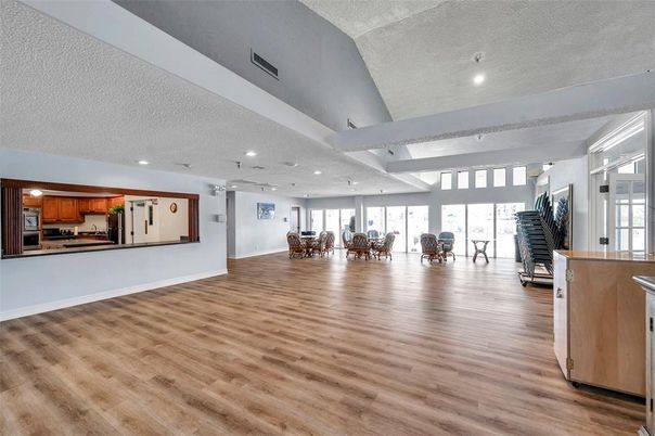 Dining room, Interior, Kitchen, Recessed Lighting, Wood Texture Flooring