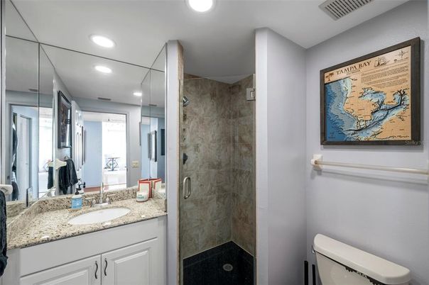 Bathroom, Glass Shower, Interior, Recessed Lighting