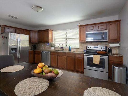 Interior, Kitchen, Stainless Steel Appliances, Wood Texture Flooring