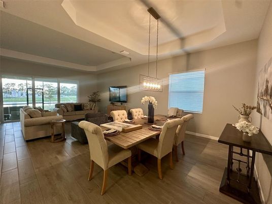Chandelier, Dining room, Interior, Living room, Pendant Lights, Wood Texture Flooring