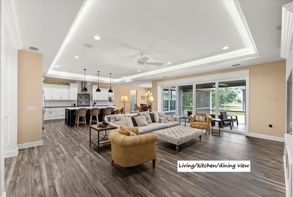 Interior, Kitchen, Living room, Pendant Lights, Recessed Lighting, Stainless Steel Appliances, Wood Texture Flooring