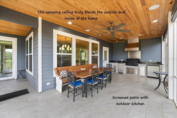 Dining room, Interior, Kitchen, Recessed Lighting, Wooden Ceilings