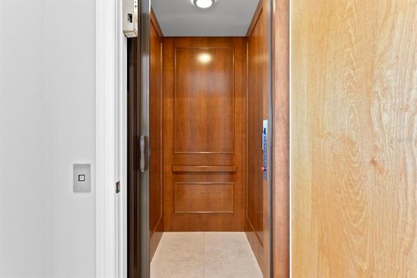 Elevator, Interior, Recessed Lighting, Wooden Walls