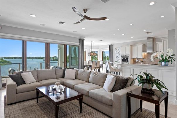 Dining room, Interior, Kitchen, Living room, Pendant Lights, Recessed Lighting, Stainless Steel Appliances, Water