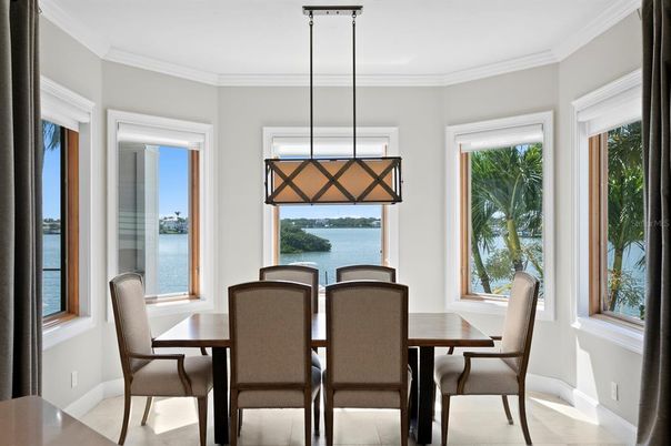 Dining room, Interior, Pendant Lights, Water