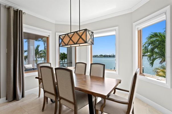 Dining room, Interior, Pendant Lights, Water