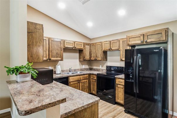 Interior, Kitchen, Recessed Lighting, Wood Texture Flooring