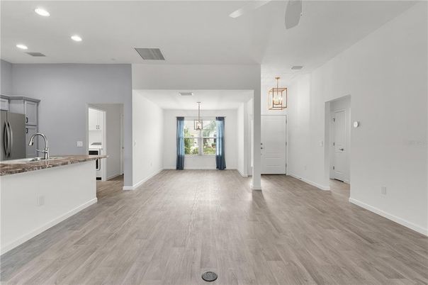 Interior, Kitchen, Pendant Lights, Recessed Lighting, Wood Texture Flooring