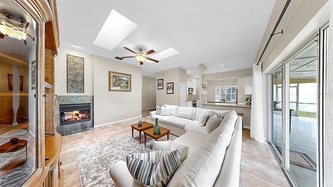 Fireplace, Interior, Living room, Recessed Lighting