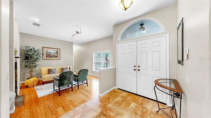 Interior, Living room, Recessed Lighting, Wood Texture Flooring