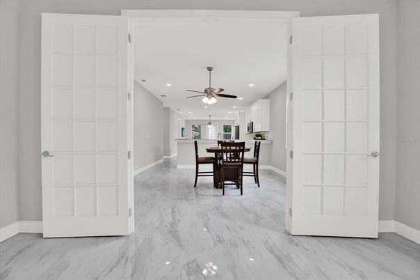 Dining room, Interior, Kitchen, Marble, Recessed Lighting
