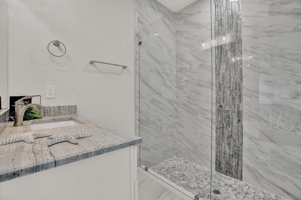 Bathroom, Glass Shower, Interior, Marble Walls