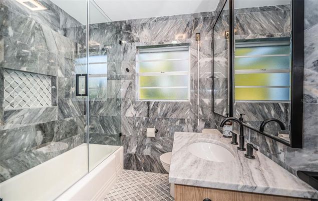 Bathroom, Glass Shower, Interior, Marble Walls