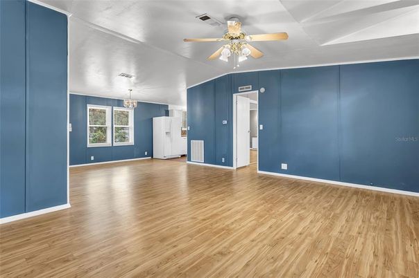 Empty room, Interior, Pendant Lights, Wood Texture Flooring