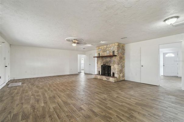 Empty room, Fireplace, Interior, Wood Texture Flooring