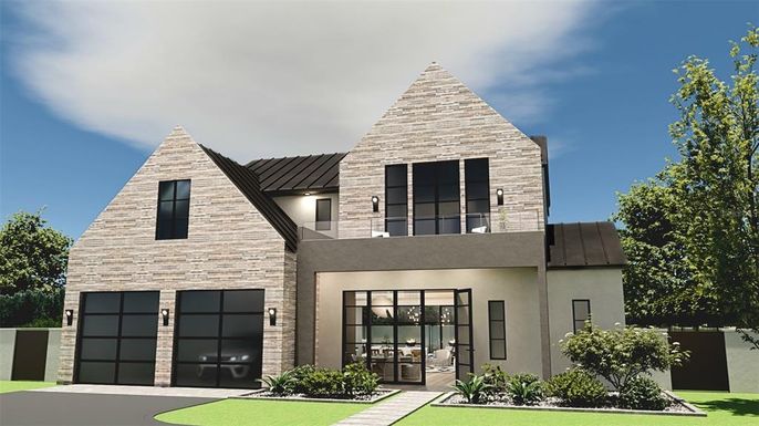 Attached, Exterior, Facade, Brick Traditional