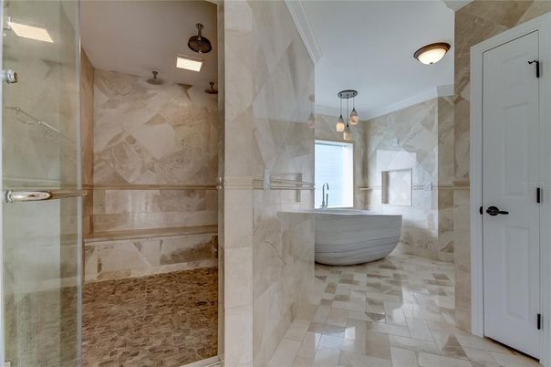 Bathroom, Glass Shower, Interior, Marble Walls