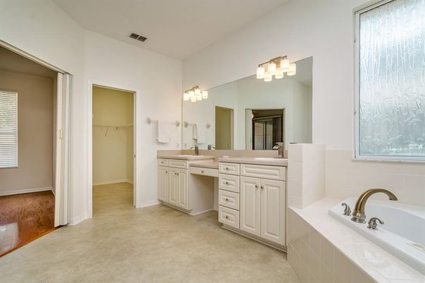 Bathroom, Dual Sink Vanities, Interior, Wood Texture Flooring