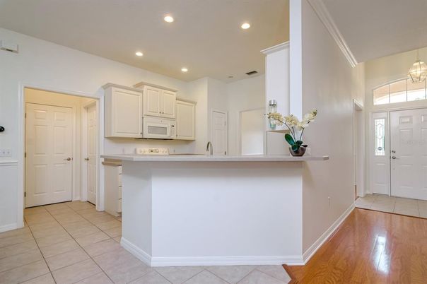 Interior, Kitchen, Pendant Lights, Recessed Lighting, Wood Texture Flooring