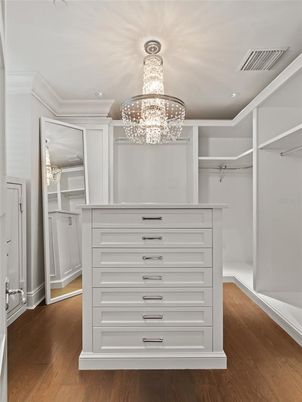 Chandelier, Interior, Recessed Lighting, Walk-in Closets, Wood Texture Flooring