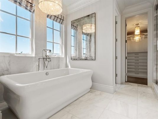Bathroom, Chandelier, Free Standing Baths, Interior, Marble