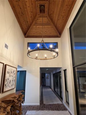 Chandelier, Interior, Marble, Pendant Lights, Wooden Ceilings