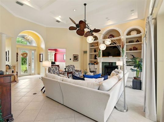 Fireplace, Interior, Living room, Recessed Lighting