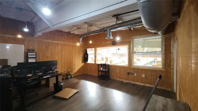 Home Office, Interior, Wood Texture Flooring, Wooden Walls
