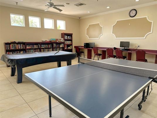 Billiard Table, Game Room, Interior, Recessed Lighting