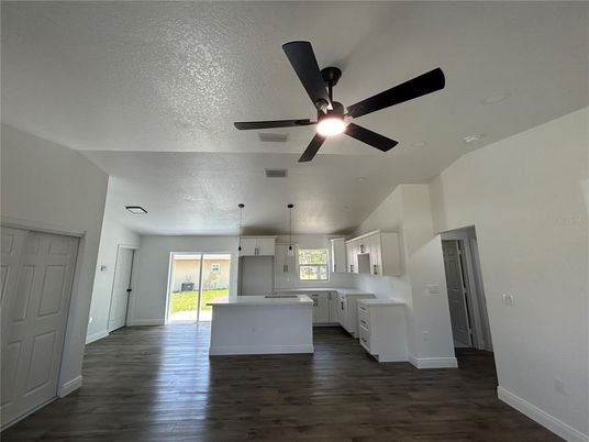 Interior, Kitchen, Pendant Lights, Wood Texture Flooring