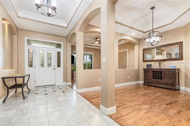 Interior, Marble, Pendant Lights, Recessed Lighting, Wood Texture Flooring