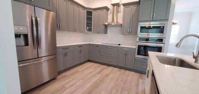 Interior, Kitchen, Stainless Steel Appliances, Wood Texture Flooring
