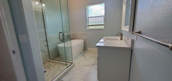 Bathroom, Free Standing Baths, Glass Shower, Interior, Marble