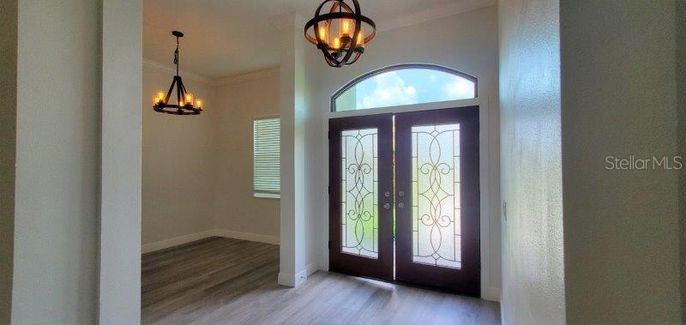 Chandelier, Interior, Pendant Lights, Wood Texture Flooring