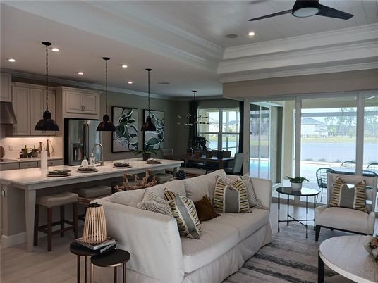 Dining room, Interior, Kitchen, Living room, Pendant Lights, Recessed Lighting, Wood Texture Flooring