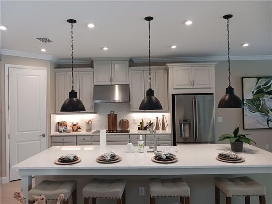 Interior, Kitchen, Pendant Lights, Recessed Lighting, Stainless Steel Appliances
