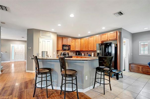 Interior, Kitchen, Recessed Lighting, Wood Texture Flooring