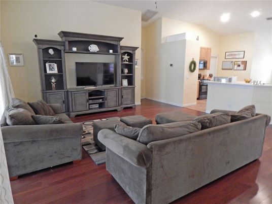 Interior, Kitchen, Living room, Recessed Lighting, Wood Texture Flooring