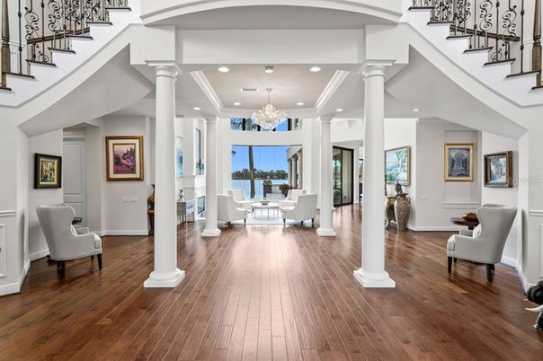 Chandelier, Dining room, Interior, Living room, Recessed Lighting, Wood Texture Flooring