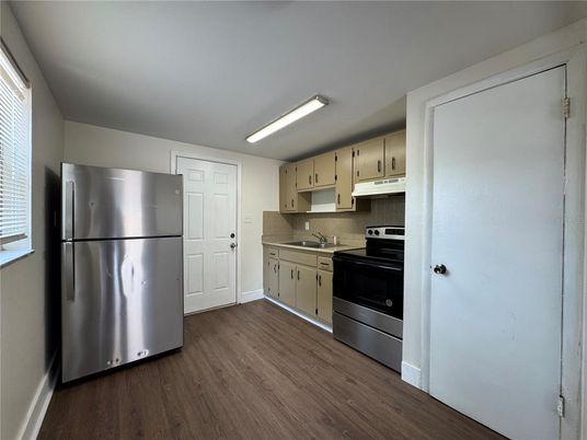 Interior, Kitchen, Stainless Steel Appliances, Wood Texture Flooring